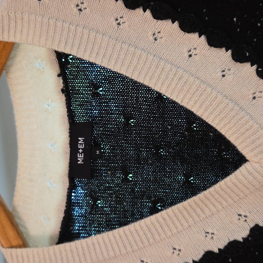 Me and Em Speckled Pointelle Sweater Wool/Cashmere Blend M - Picture 2 of 3